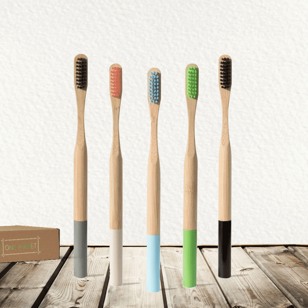Brosse à dents COLORS en bambou - Lot de 5